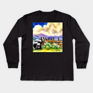 Cute Skunk . Kids Long Sleeve T-Shirt